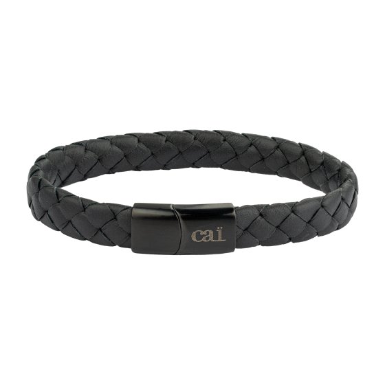 Armband Lederarmband geflochten schwarz 21cm 