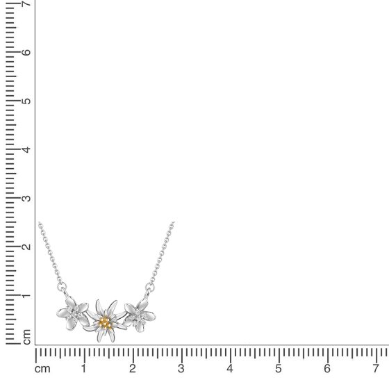 Collier 925/- Sterling Silber Tracht Collier zweifarbig Blumen Edelweiß 