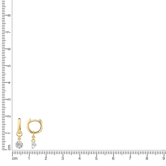 Klappcreolen 925/- Sterling Silber gelb vergoldet Zirkonia weiß 