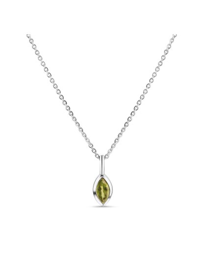 Anhänger mit Kette 925/- Sterling Silber glanz rhodiniert Peridot grün 