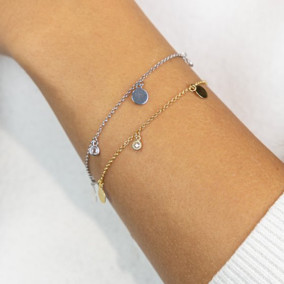 Armband 925/- Sterling Silber gelb vergoldet glanz Zirkonia weiß 