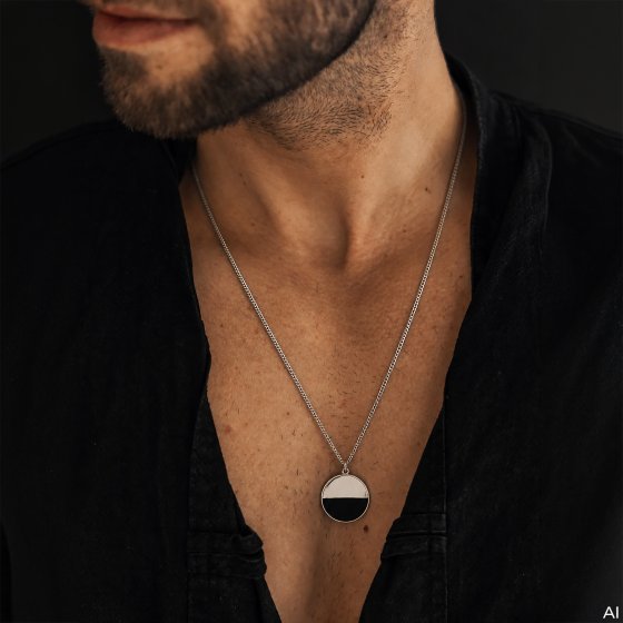 Halskette 925 Sterling Silber rhodiniert Onyx schwarz 