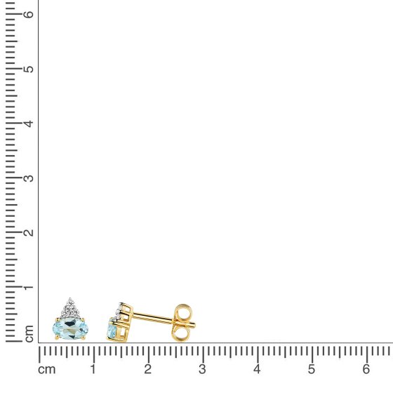 Ohrstecker 375 Gold Gelb Sky Blue Topas blau Zirkonia Ohrstecker 
