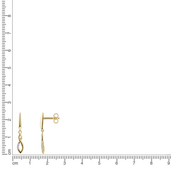 Ohrhänger 375 Gold Gelb Zirkonia Ohrhänger geschwungen 
