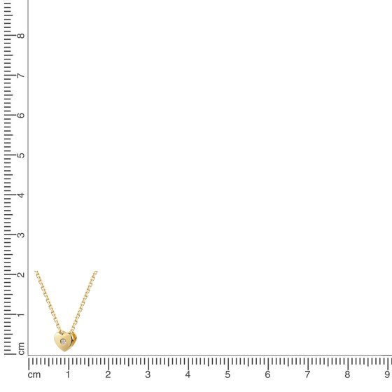Collier 375 Gold Gelb Diamant 0,01ct Herz Collier 42/45 cm 