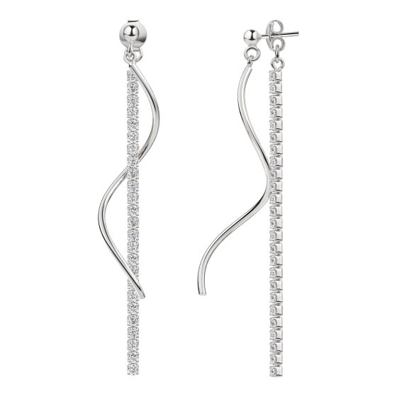 Ohrringe 925 Sterling Silber rhodiniert Zirkonia zweiteilig 