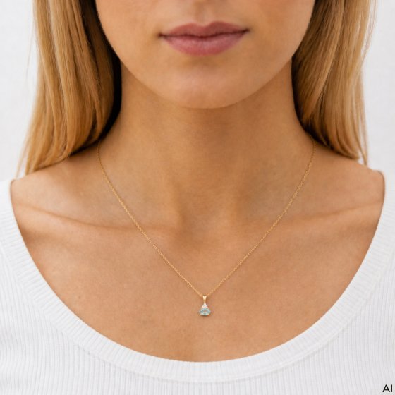 Anhänger mit Kette 375 Gold Gelb Sky Blue Topas Balu Zirkonia Tropfen Anhänger mit Ankerkette 42 cm 