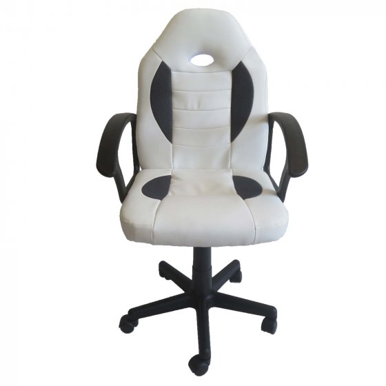 Schreibtischstuhl Junior höhenverstellbar ergonomischer Drehstuhl Weiß-Grau 