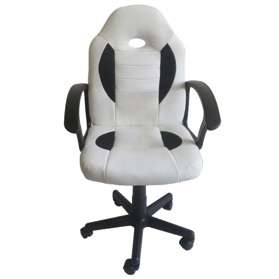 Schreibtischstuhl Junior höhenverstellbar ergonomischer Drehstuhl Weiß-Schwarz 