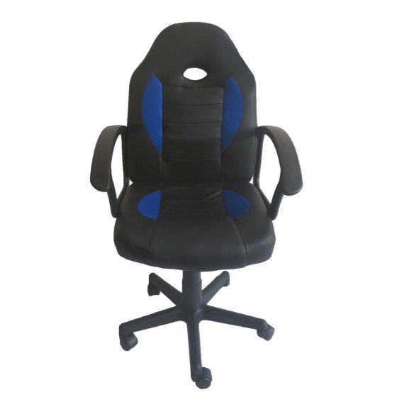 Schreibtischstuhl Junior höhenverstellbar ergonomischer Drehstuhl Schwarz-Blau 