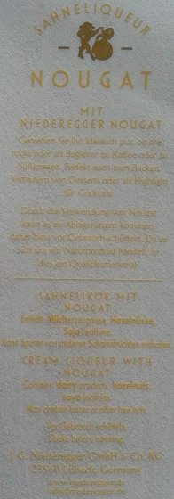 Niederegger Nougat Liqueur Fläschchen Sahnenougatlikör 350ml 