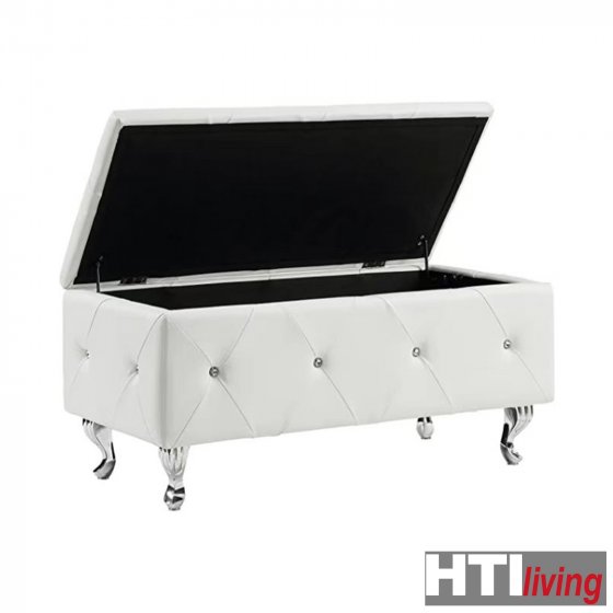 Gepolsterte Sitzbank mit Truhe Maribella Weiß 