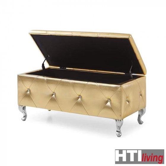 Gepolsterte Sitzbank mit Truhe Maribella Gold 