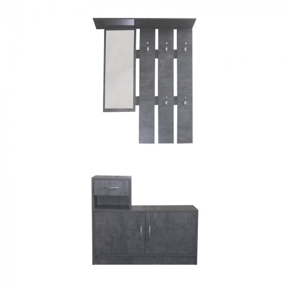 Garderobe Beton mit Spiegel Schrank und Ablage für Flur Diele oder Eingangsbereich 