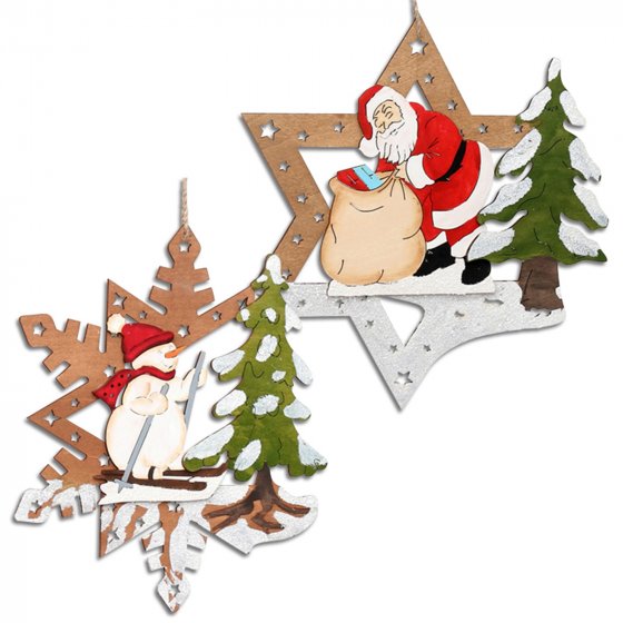 Holz Fensterbild farbig, 2-fach sortiert Laserholz 