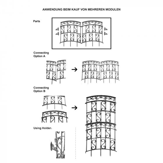 Rankgitter mit Ornamenten Nessa Schwarz 2er-Set 