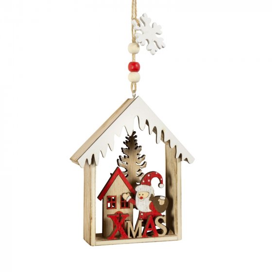 Baumschmuck Häuschen bunt, 2er Set Holz 