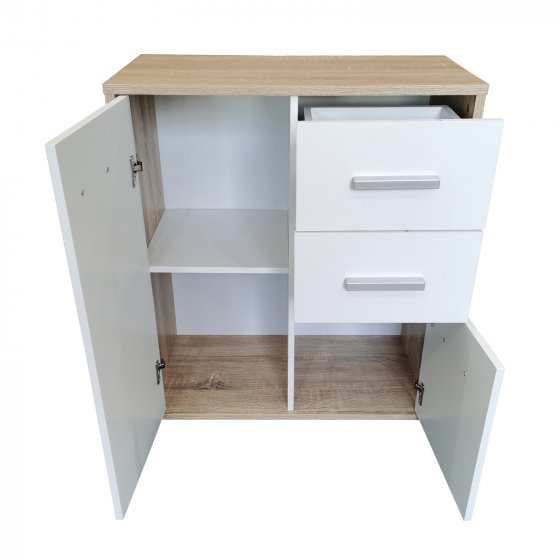 Kommode mit 2 Schubladen Nina Sonoma/Weiß 