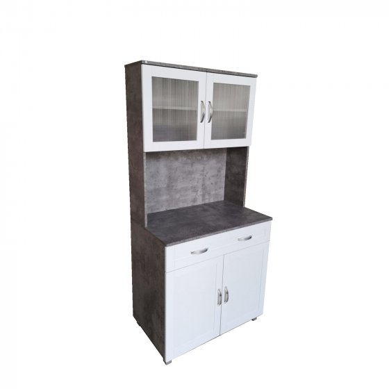 Küchenbuffet mit Glasteil Beton Weiß Blanca 