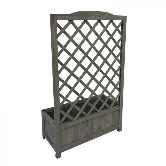 Pflanzkasten mit Rankgitter aus Holz Grau Blumenkasten für Terrasse und Balkon 