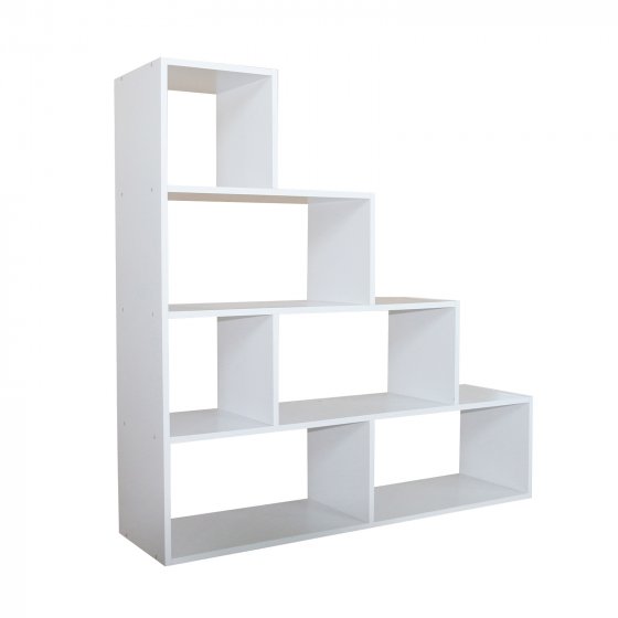 Stufenregal in Weiß Raumteiler Bücherregal 114 x 114 x 30 cm vielseitig einsetzba 