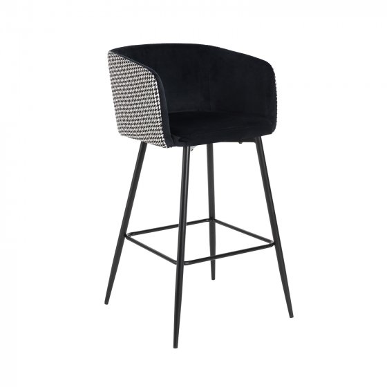 2er Set Barhocker mit Lehne moderner Barstuhl in Schwarz/Weiß 