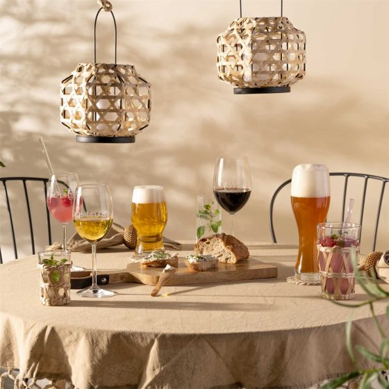 Trinkglas 500 ml beige mit Geflecht GARDA 