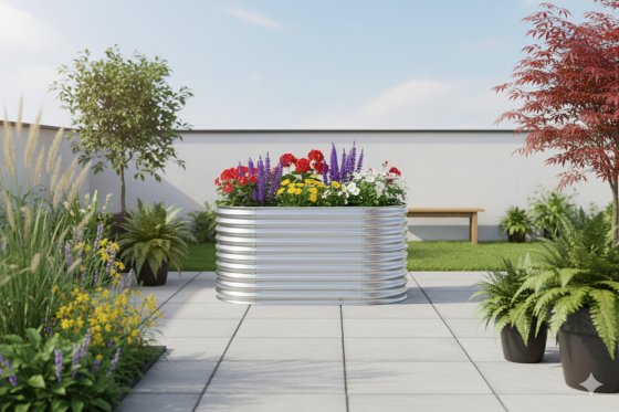 Hochbeet Stahl Oval S 160 x 80 x 80 Silber 