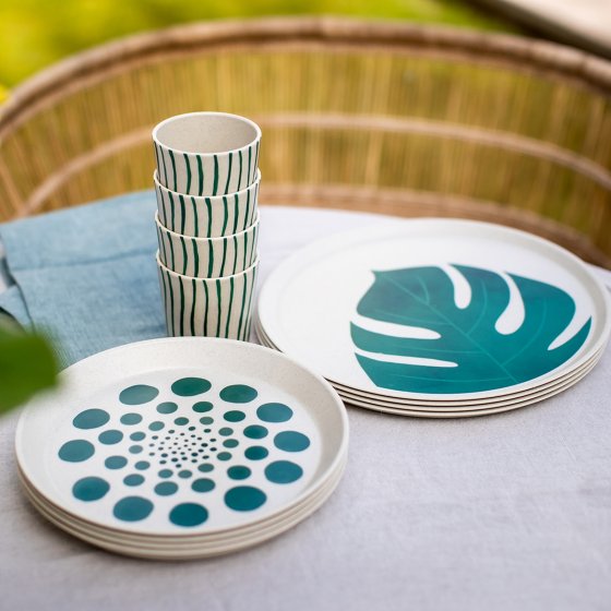 Kleiner Teller 20,5 cm 4er-Set CONNECT PLATE MONSTERA DOTS 