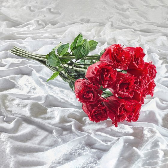 Handgefertigte Rosen aus Gänsefedern 12 Stück 