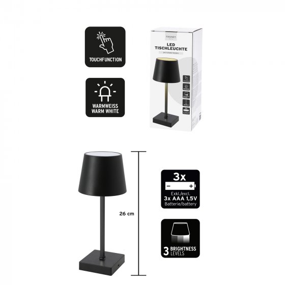 LED Tischlampe mit Touchfunktion Schwarz