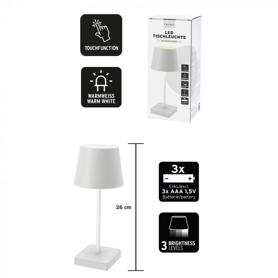 LED Tischlampe mit Touchfunktion Weiß