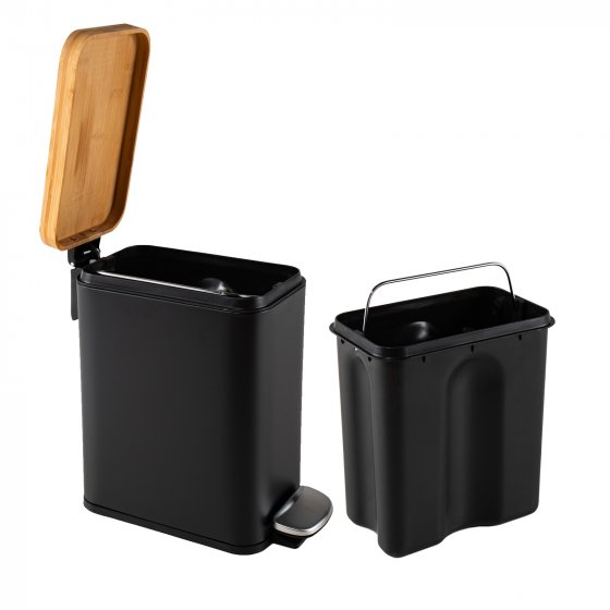 Pedalmülleimer Modern 5 Liter Schwarz Natur 