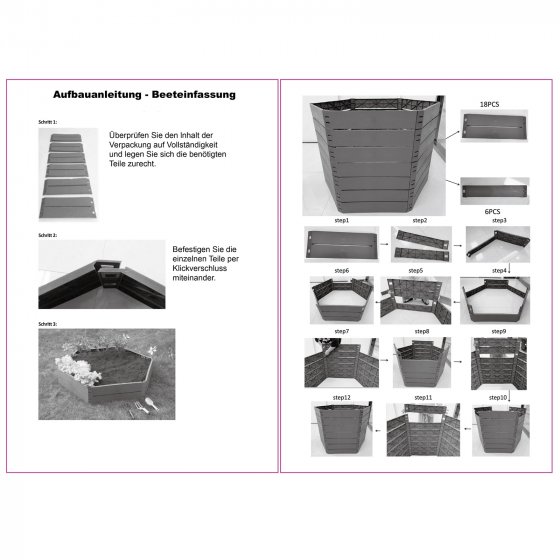 Hochbeet sechseckig erweiterbar in Höhe Nessa 