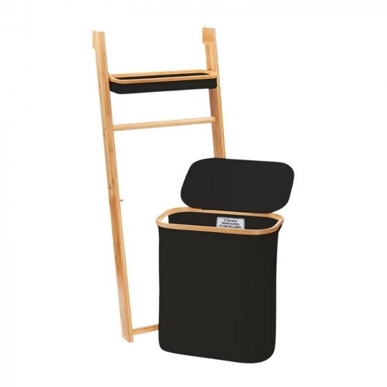 Wäschesammler mit Standregal Schwarz