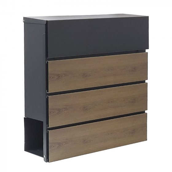 Briefkasten Amin Holzoptik mit Zeitungsfach 