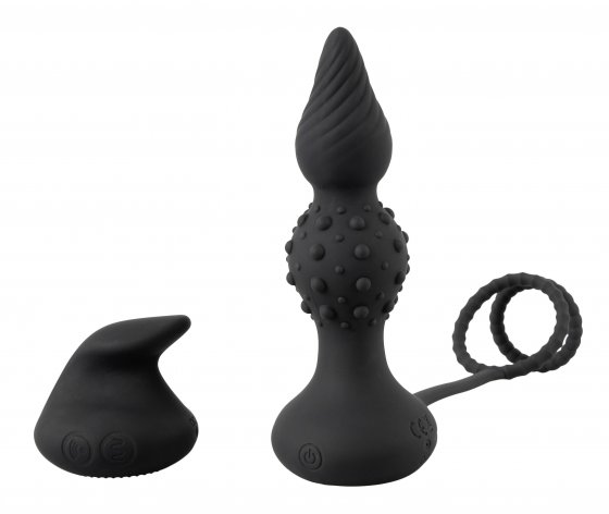 vibrierender Analplug RC Butt Plug with Cock & Ball Rings 