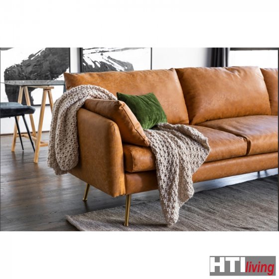 Ecksofa Antonius Kunstleder Braun rechts