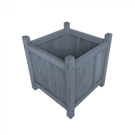 Holz-Pflanzkasten in Graublau Blumenkübel für Garten, Terrasse und Balkon 