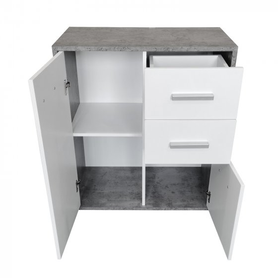 Kommode mit 2 Schubladen Nina Beton Weiß 