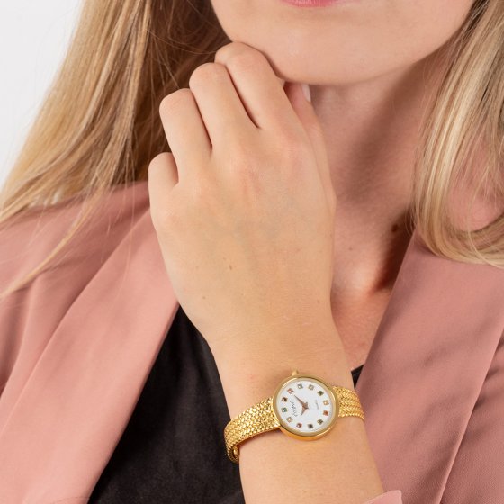 Vergoldete Damenuhr mit Edelsteinen 