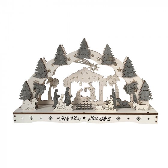 Leuchtbogen Heilige Familie mit Krippe 