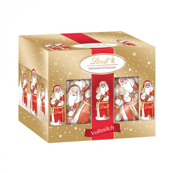 Lindt Mini Santa Weihnachtsmann Vollmilch-Schokolade Packung 200g 