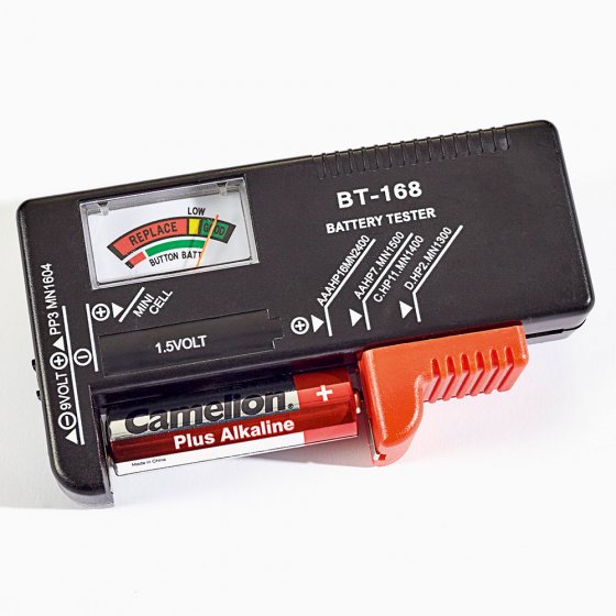Batterie-Aufbewahrungstasche mit Tester 