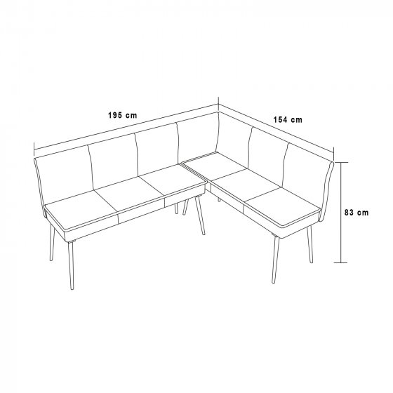 Eckbank 195 x 154 cm Mesilla Gelb kurzer Schenkel rechts 