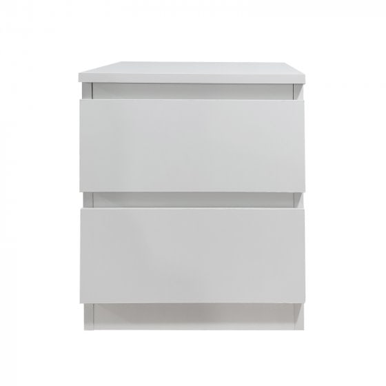 Nachtkommode mit 2 grifflosen Schubladen Thekla Weiß 