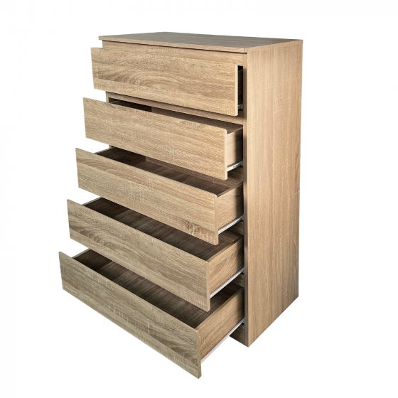 Kommode mit 5 grifflosen Schubladen Thekla Sonoma 