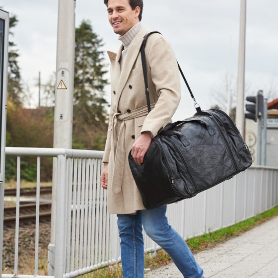 Echtleder-Reisetasche mit seitlicher Öffnung 