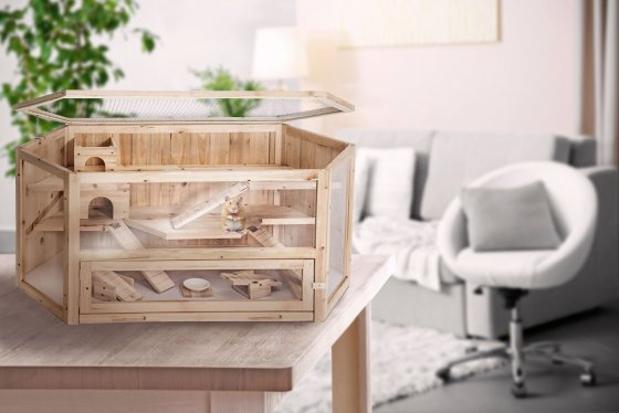 Hamsterkäfig aus Holz und Plexiglas Natur Pur für Ihren kleinen Nager 