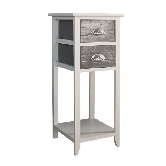 Beistelltisch 2 Schubladen Mia Landhaus Weiß Grau 